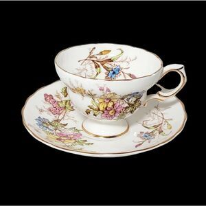 Vintage Rosina Bone China 4867 Vintage Teacup And Saucer Floral Made In England
